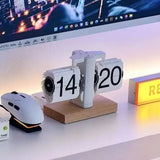 Retro Flip Clock with Wooden Base for Desk | Gaming Setup