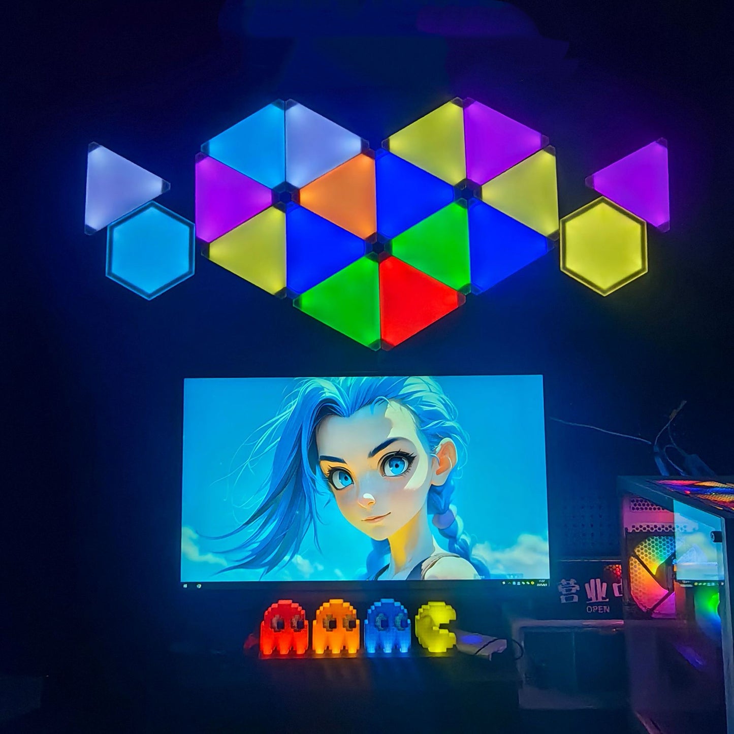 18-Piece Hybrid Wall Light Set: 16 Triangles & 2 Hexagons