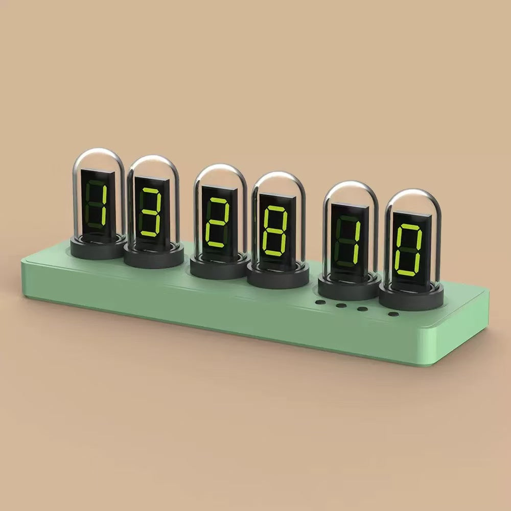 Cyberpunk Nixie Tube WiFi Clock for Gaming Desk – APP Control, NTP Auto Sync, Twist-Lock Glass Cover, Esports Room Decor