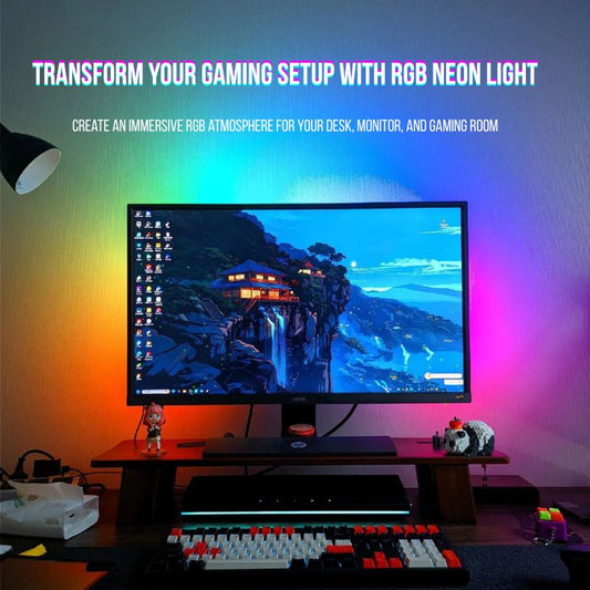 RGB Neon Light Strip for Gaming Desk & Monitor Backlight – USB Ambient LED Light