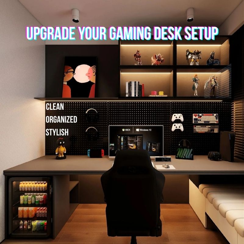Modular Wall Pegboard Organizer for Gaming Desk Setup – Clean & Organized Storage