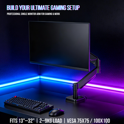 Single Monitor Arm for 13–32 Inch Screens | Heavy Duty Full Motion Desk Mount