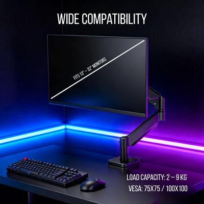 Single Monitor Arm for 13–32 Inch Screens | Heavy Duty Full Motion Desk Mount