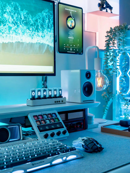 Cyberpunk Nixie Tube WiFi Clock for Gaming Desk – APP Control, NTP Auto Sync, Twist-Lock Glass Cover, Esports Room Decor