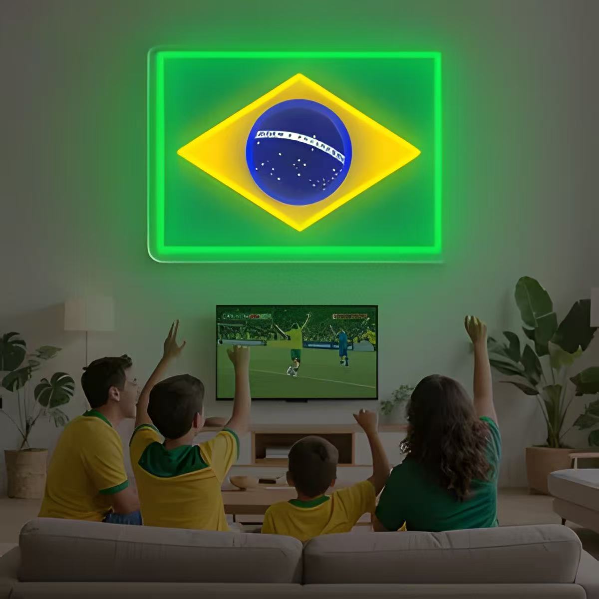 2026 United World Cup Neon Sign – 16" LED Trophy Light with 5-Level Dimmer, 3D Acrylic Soccer Decor for Gaming Room & Fan Cave