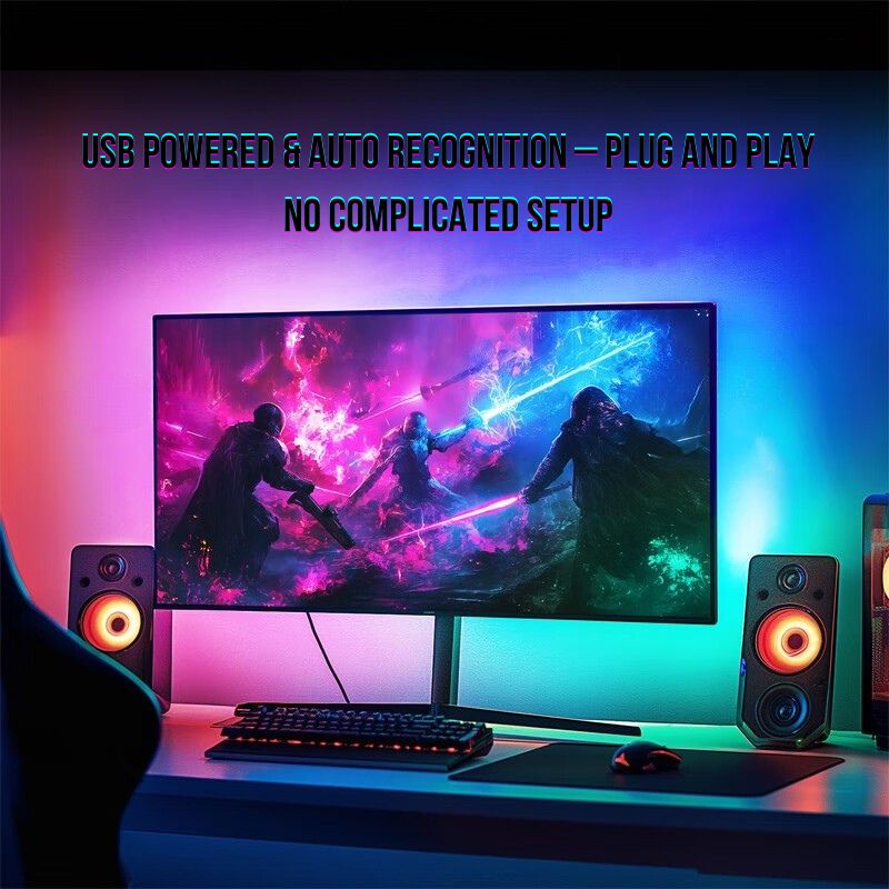 RGB Monitor Backlight – Screen Sync USB Gaming Light Bar (24-34 Inch, 3-Side / 4-Side Versions)
