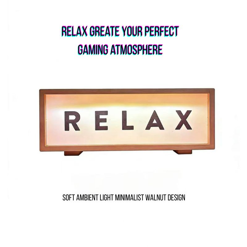 Minimalist Walnut LED Light Box – Relax Mood Light for Gaming Setup