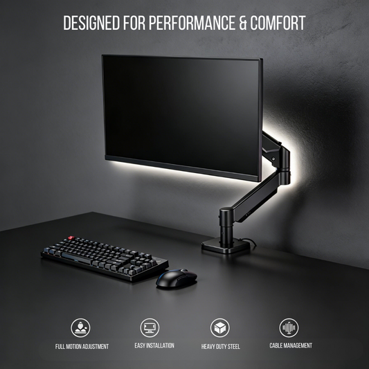 Single Monitor Arm for 13–32 Inch Screens | Heavy Duty Full Motion Desk Mount