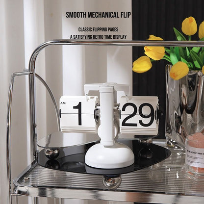 Retro Flip Clock – Minimalist Wooden Base Desk Clock for Gaming Setup