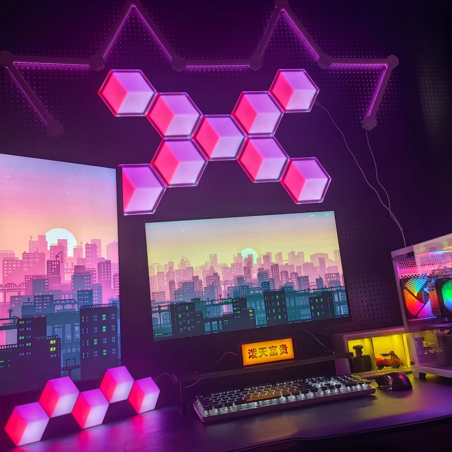 18-Piece Luxury 3D Modular Kit: 9 Quantum Cubes & 9 LED Line Bars