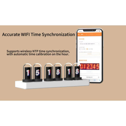 Cyberpunk Nixie Tube WiFi Clock for Gaming Desk – APP Control, NTP Auto Sync, Twist-Lock Glass Cover, Esports Room Decor
