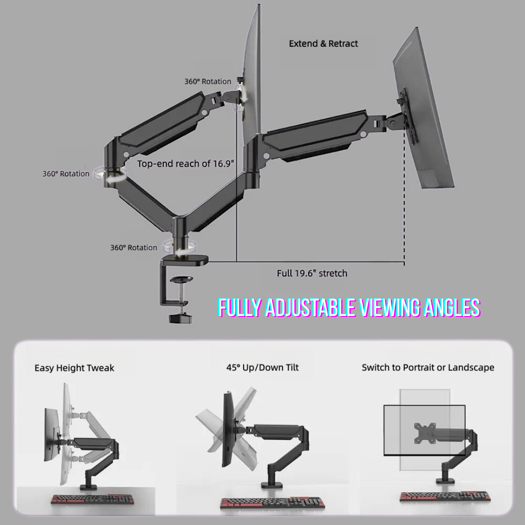 Single Monitor Arm for 13–32 Inch Screens | Heavy Duty Full Motion Desk Mount
