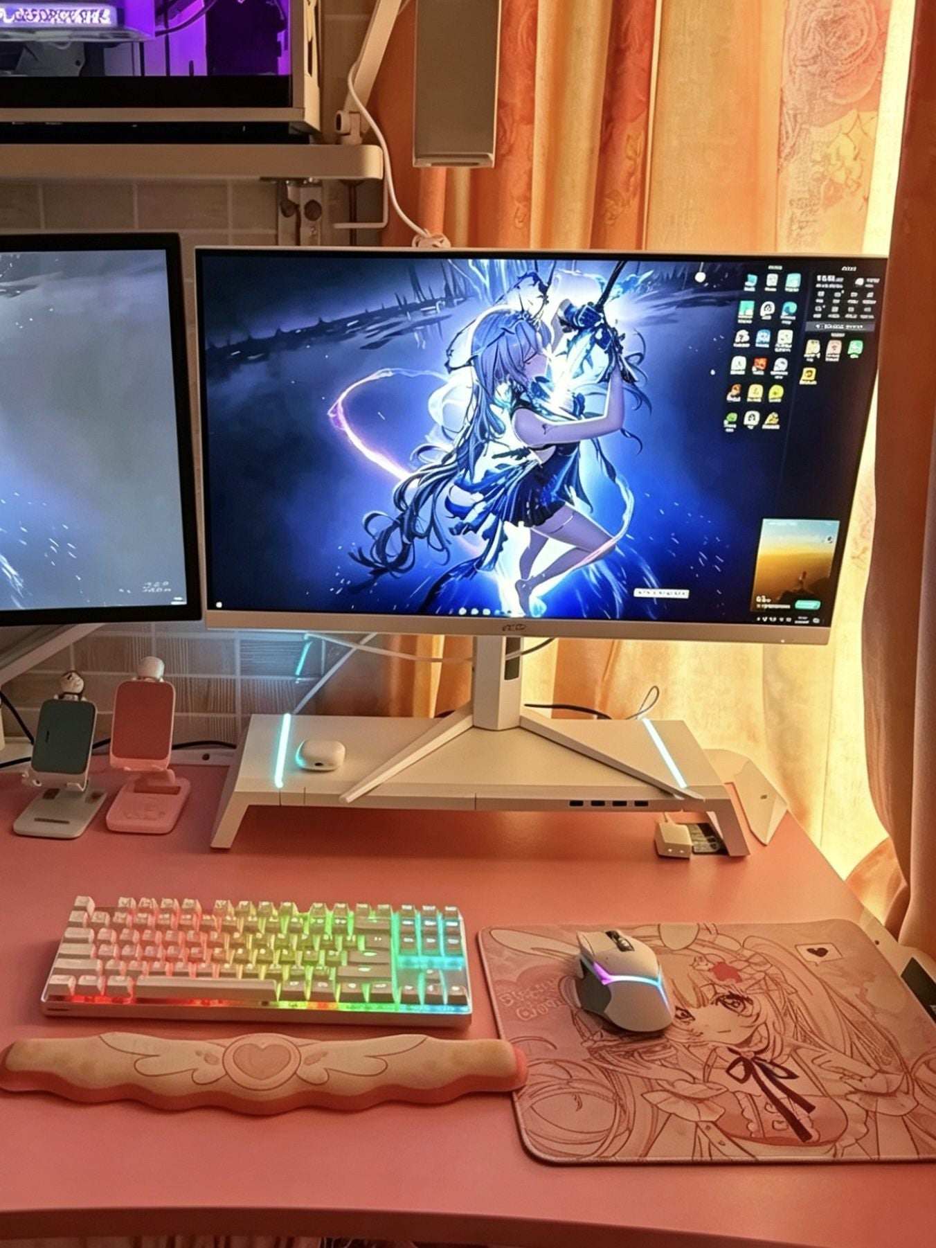 RGB Monitor Stand Riser for Desk | Foldable Desk Organizer
