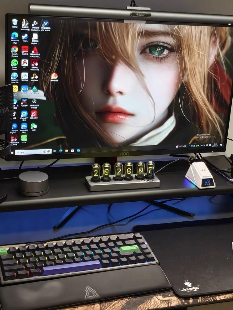 Cyberpunk Nixie Tube Clock for Desk | WiFi App Sync Smart