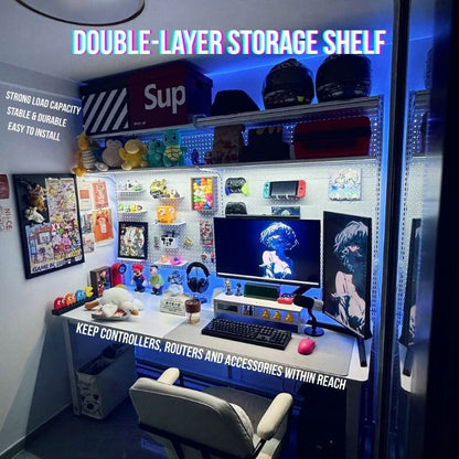 Modular Wall Pegboard Organizer for Gaming Desk Setup – Clean & Organized Storage