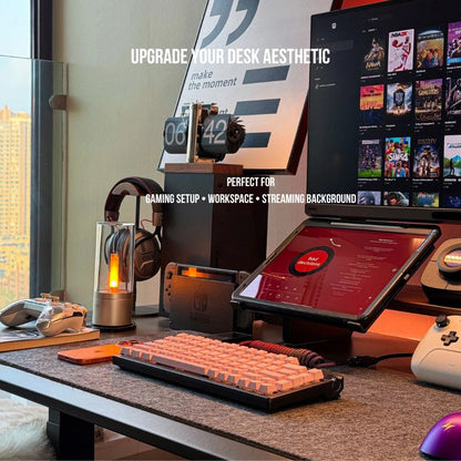 Retro Flip Clock – Minimalist Wooden Base Desk Clock for Gaming Setup