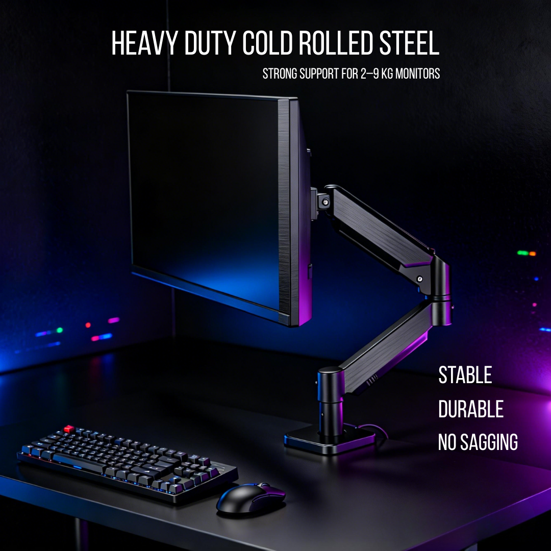 Single Monitor Arm for 13–32 Inch Screens | Heavy Duty Full Motion Desk Mount