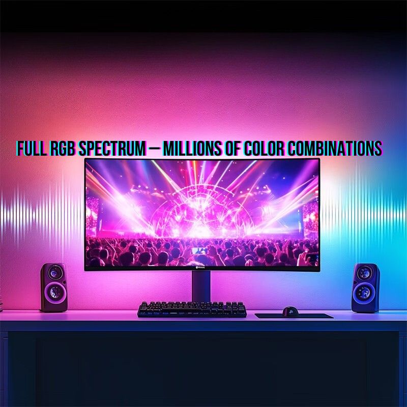 RGB Monitor Backlight – Screen Sync USB Gaming Light Bar (24-34 Inch, 3-Side / 4-Side Versions)
