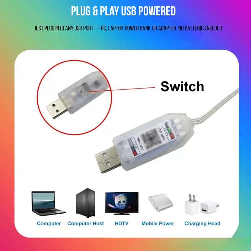 RGB Neon Light Strip for Gaming Desk & Monitor Backlight – USB Ambient LED Light