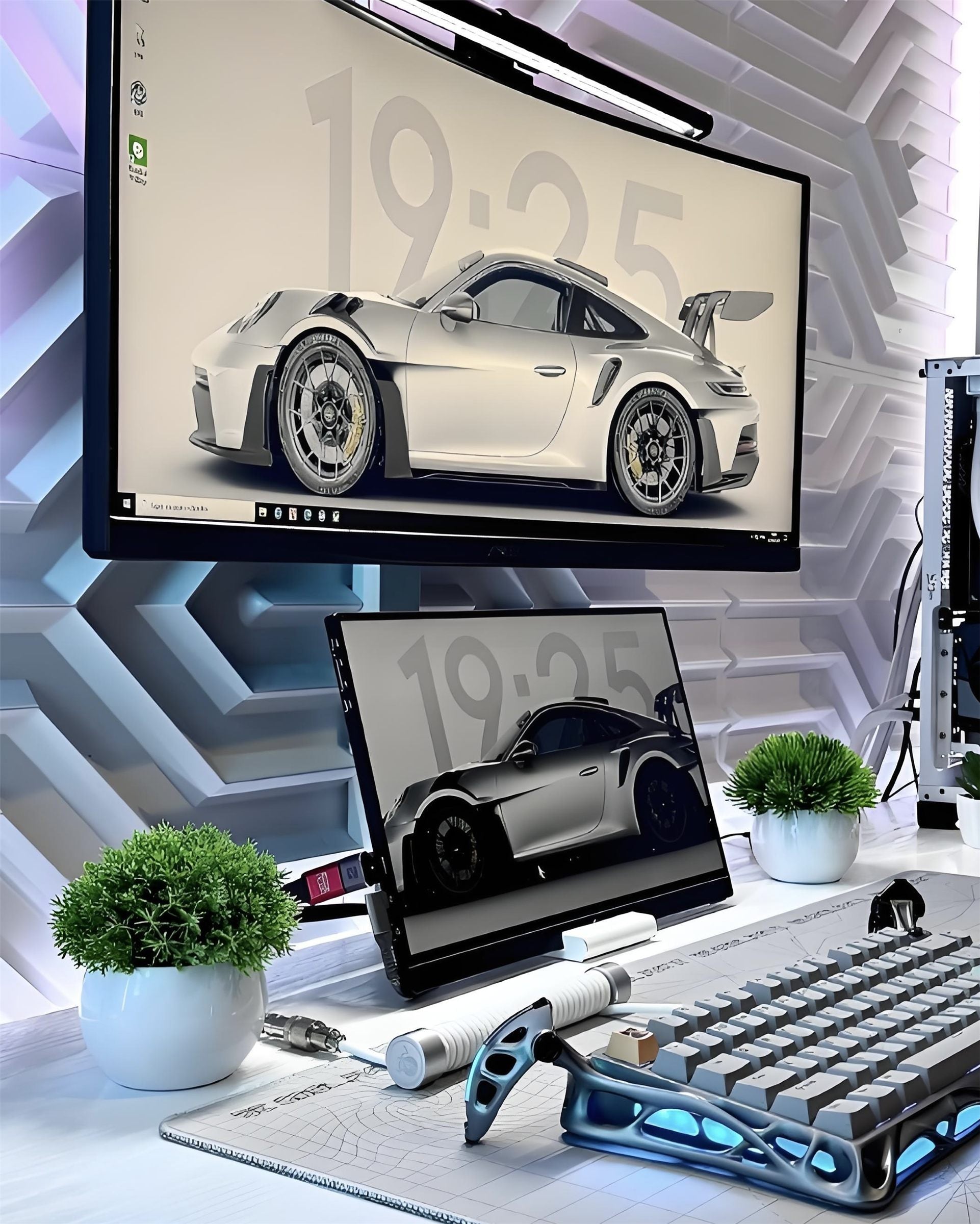 Gaming Desk Cyber Plant for Workspace | Tech Aesthetic Decor