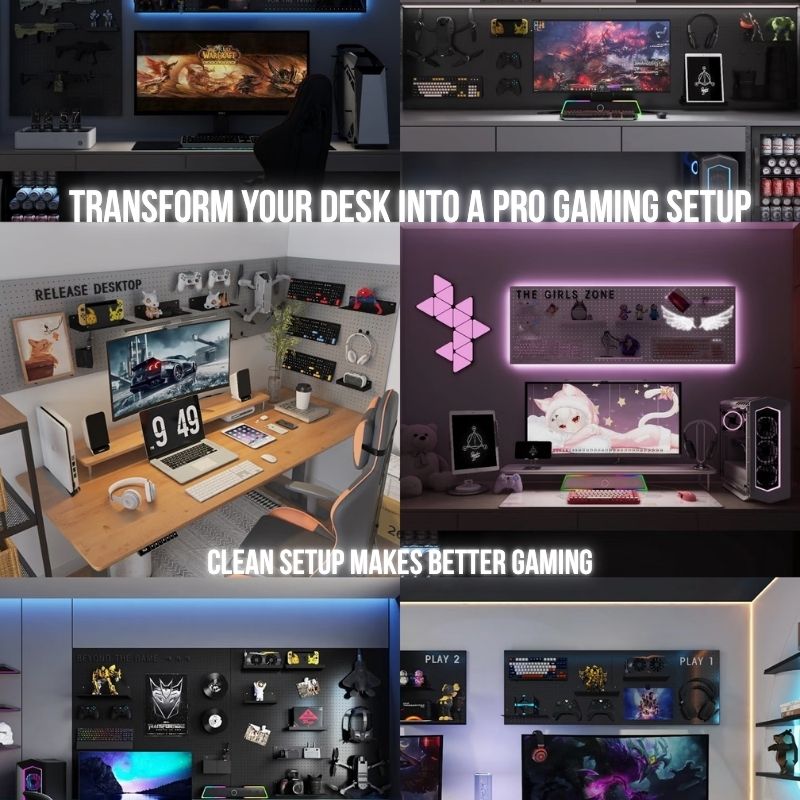 Modular Wall Pegboard Organizer for Gaming Desk Setup – Clean & Organized Storage