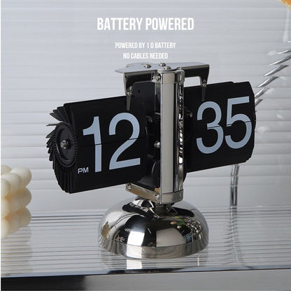 Retro Flip Clock – Minimalist Wooden Base Desk Clock for Gaming Setup