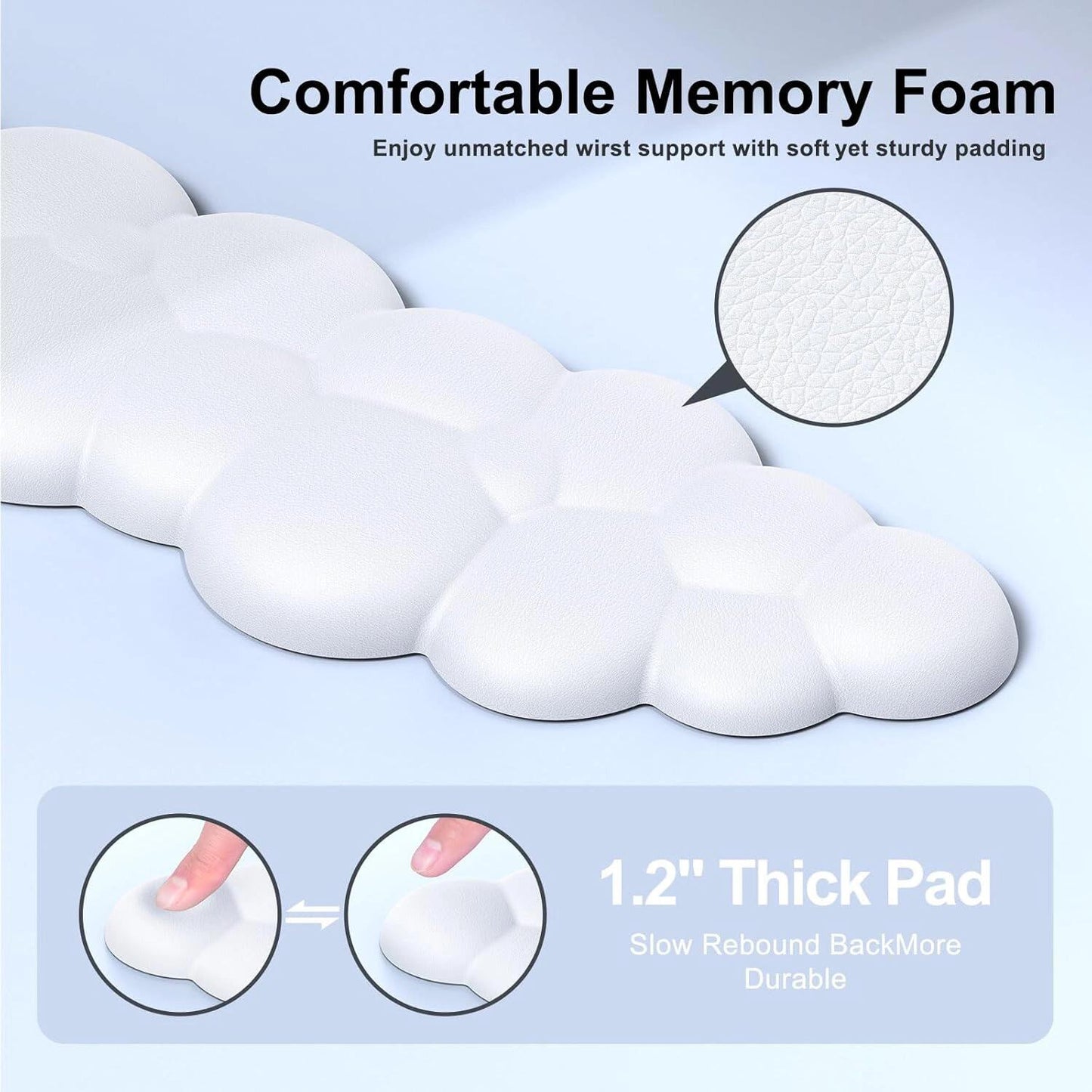 Cloud Wrist Rest Set for Keyboard & Mouse Soft Desk Support for Gaming & Work