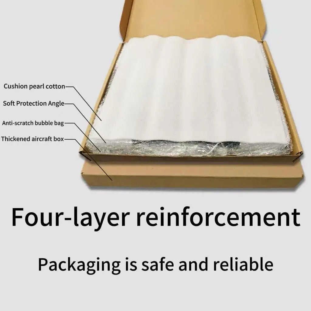 Protective packaging box for LED wall art, with bubble wrap and cushioning