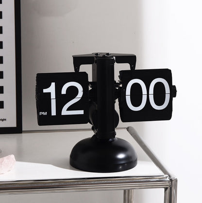 Retro Flip Clock – Minimalist Wooden Base Desk Clock for Gaming Setup