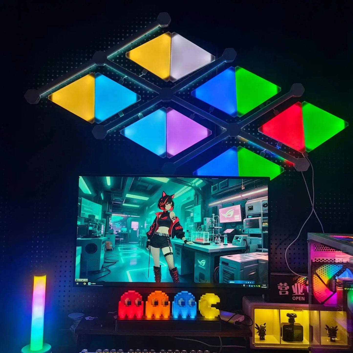 Colorful LED line bar and triangle light kit with multicolor glow
