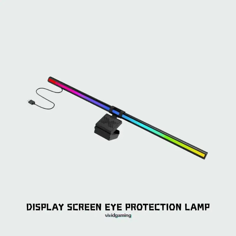 RGB monitor light bar with mounting clip and USB cable, slim long design