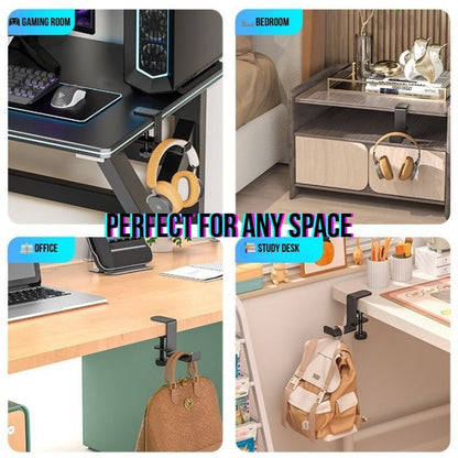 Desk Clamp Headphone Holder – Under Desk Gaming Headset Stand with Aluminum Alloy, Fits Desk Up to 1.57’’