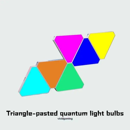 Modular triangle LED wall light panels with multi-color triangular tiles