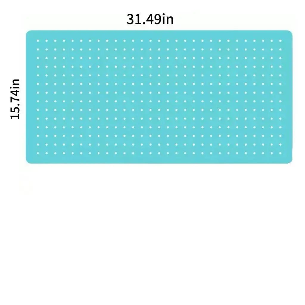 Blue modular pegboard panel with evenly spaced round holes, 31.49 x 15.74 in