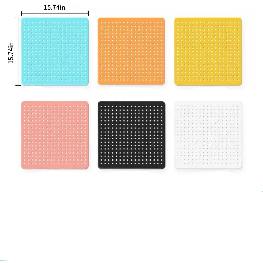 Modular pegboard panel set with predrilled hole grid, multiple colors, 15.74 in