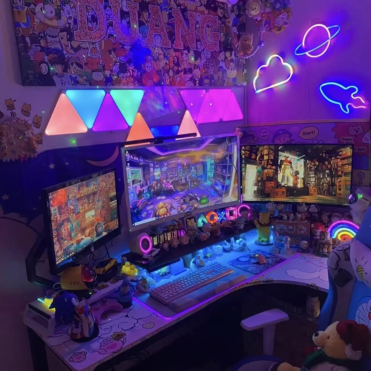 Neon cloud and arrow-shaped glow sign for wall or desk decoration