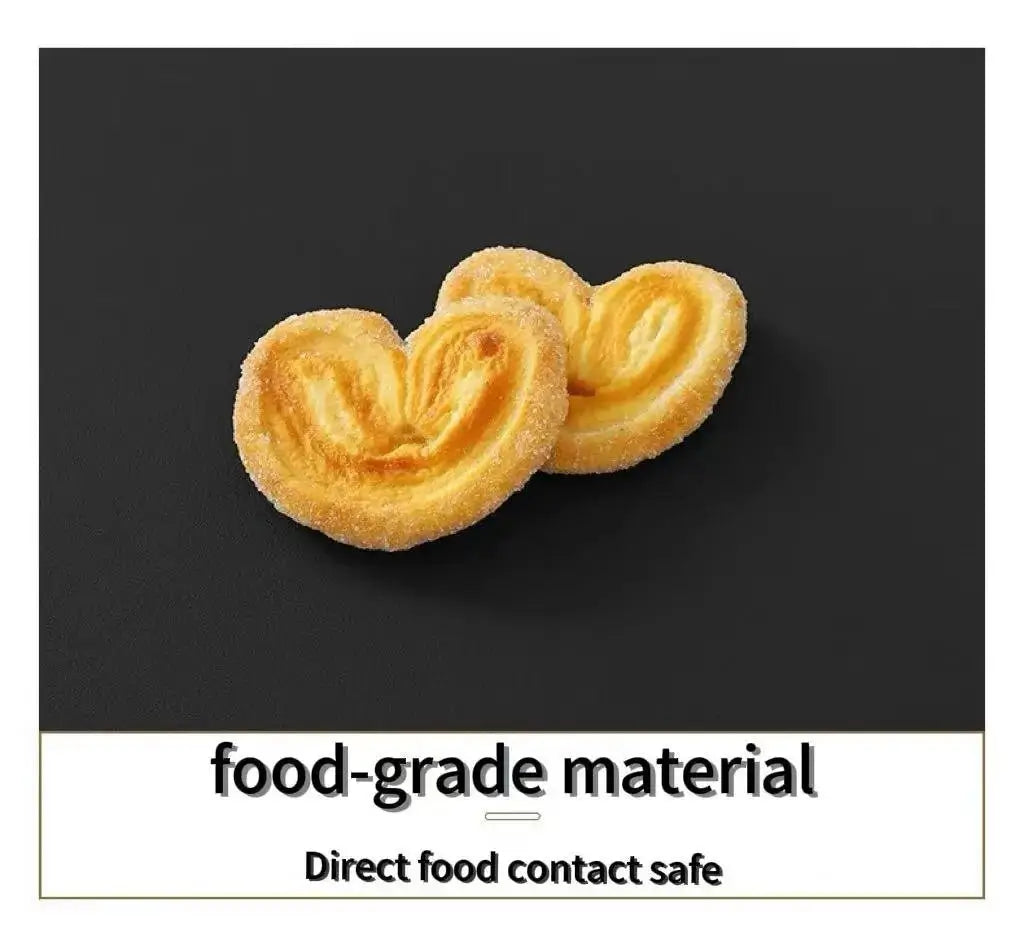 Food-grade desk mat material demo on dark surface with heart-shaped chips