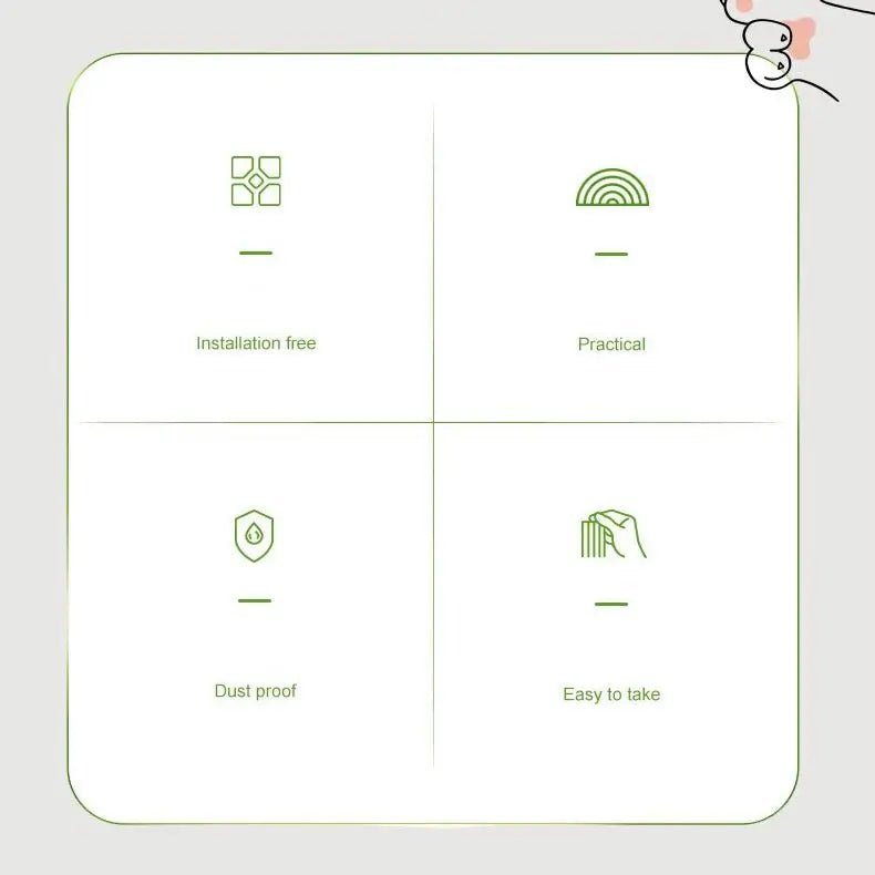 Keyboard organizer feature icons panel for dustproof and easy handling design
