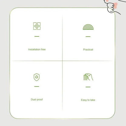 Keyboard organizer feature icons panel for dustproof and easy handling design