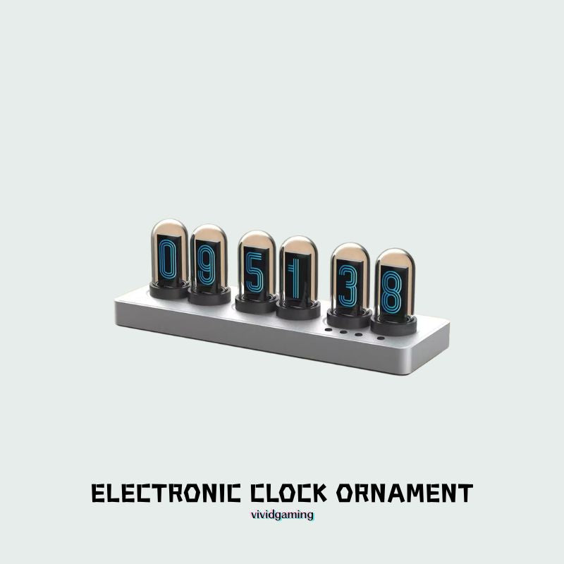 Cyberpunk Nixie Tube WiFi Clock for Gaming Desk – APP Control, NTP Auto Sync, Twist-Lock Glass Cover, Esports Room Decor