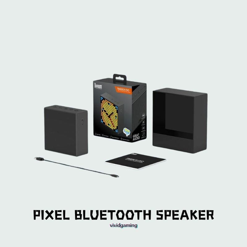 Pixel Art Bluetooth Speaker - Smart Alarm Clock, DIY RGB LED Display, APP Control Gaming Desk Decor